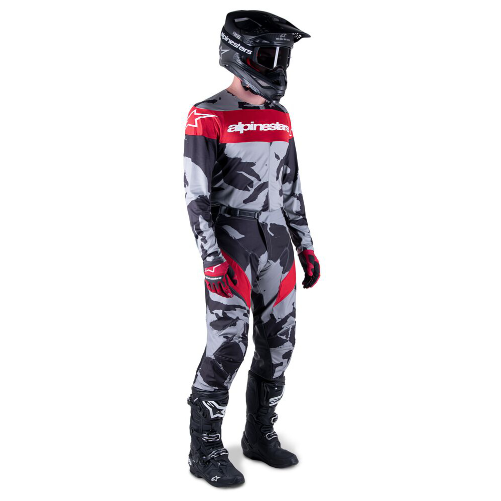 Completo cross Alpinestars RACER TACTICAL cast gray camo mars red 2023 pantaloni+maglia 1