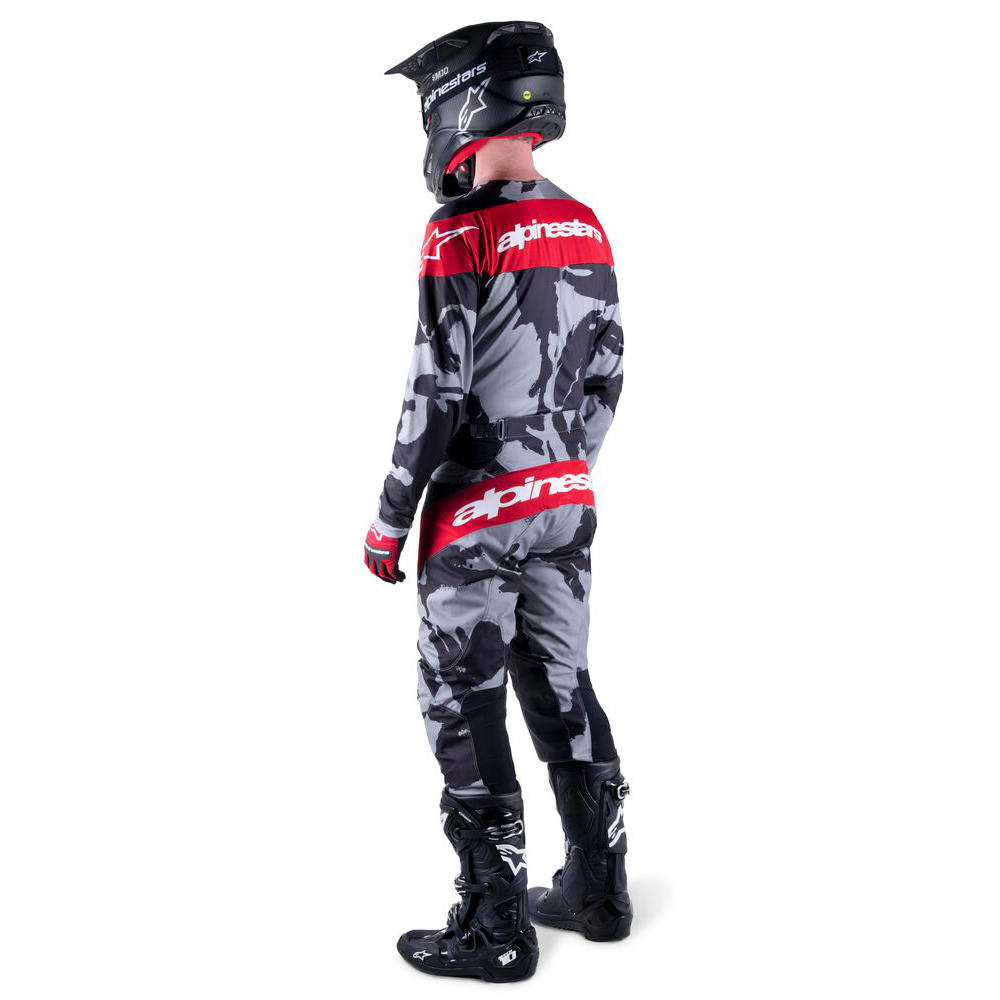 Completo cross Alpinestars RACER TACTICAL cast gray camo mars red 2023 pantaloni+maglia 2
