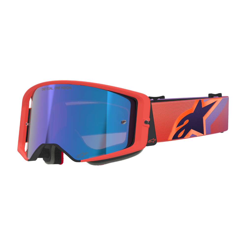Maschera motocross Alpinestars Supertech Vision Corp Hot Coral Purple Mirror Blue 2