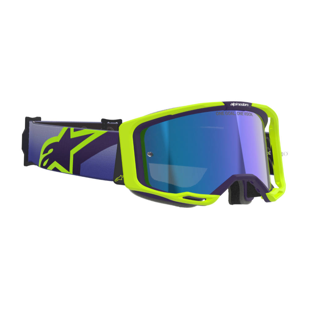 Maschera motocross Alpinestars Vision 8 Corp Purple Yellow Fluo Mirror Blue 1