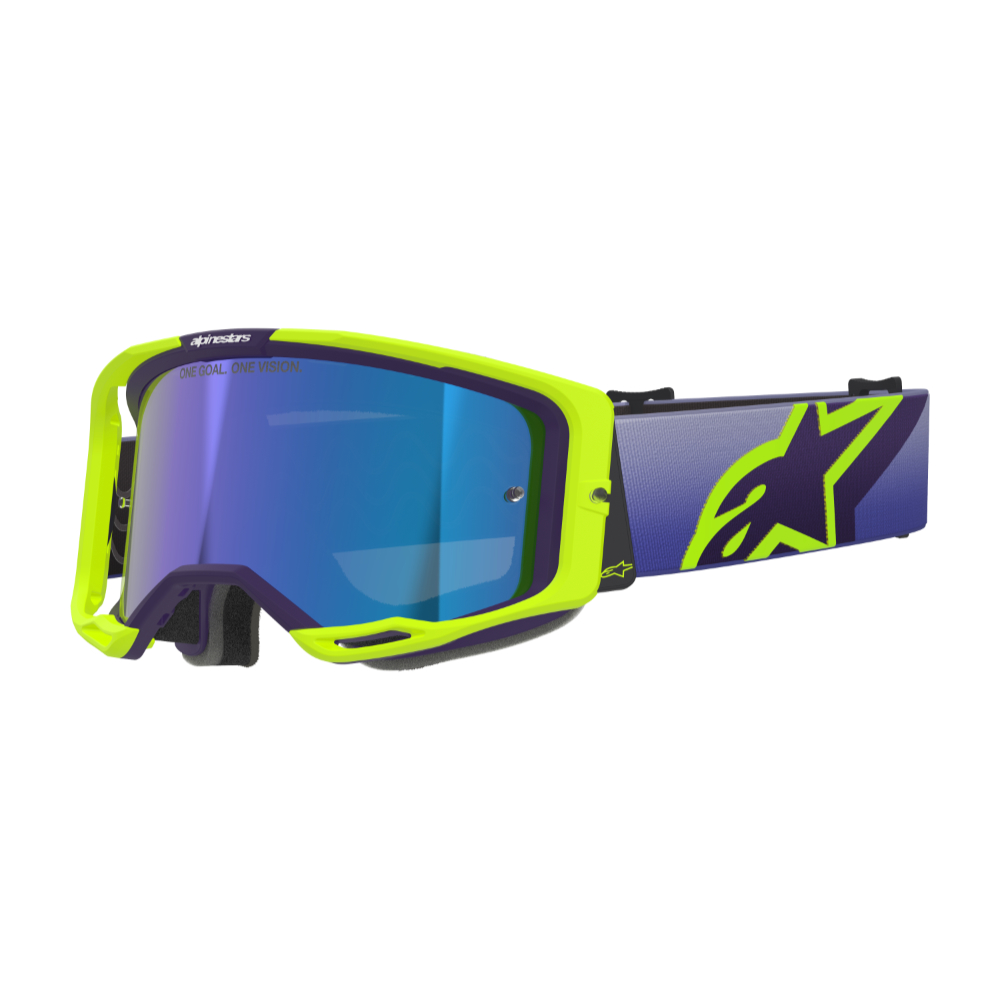 Maschera motocross Alpinestars Vision 8 Corp Purple Yellow Fluo Mirror Blue 2