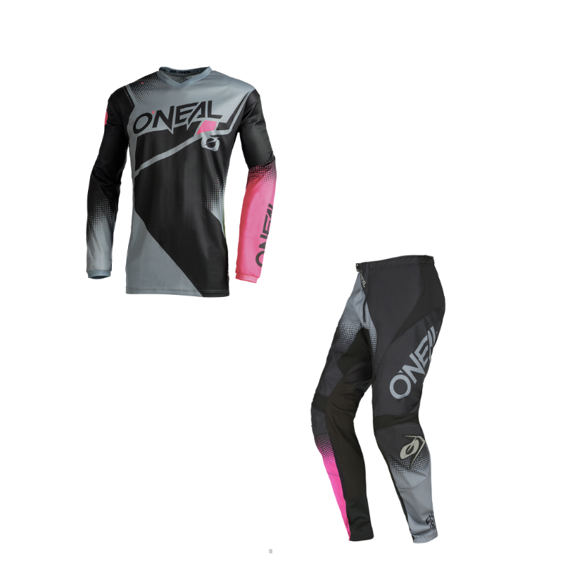 Completo cross donna O'Neal ELEMENT RACEWEAR V.22 black gray pink maglia+ pantaloni - 92637 | 10HP
