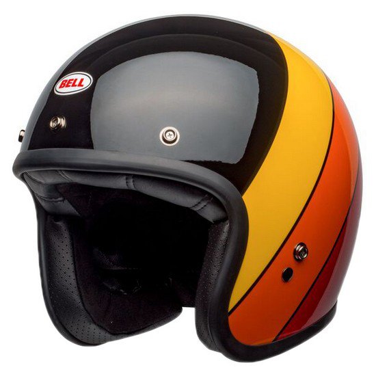 Casco jet Bell CUSTOM 500 RIFF Gloss Black Yellow Orange Red - 94411 | 10HP