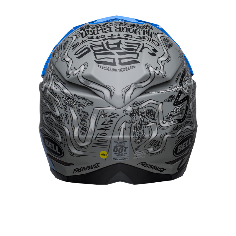 Casco cross BELL MOTO-10 SPHERICAL FASTHOUSE DITD Limited Edition Blu Grigio Lucido Opaco 4