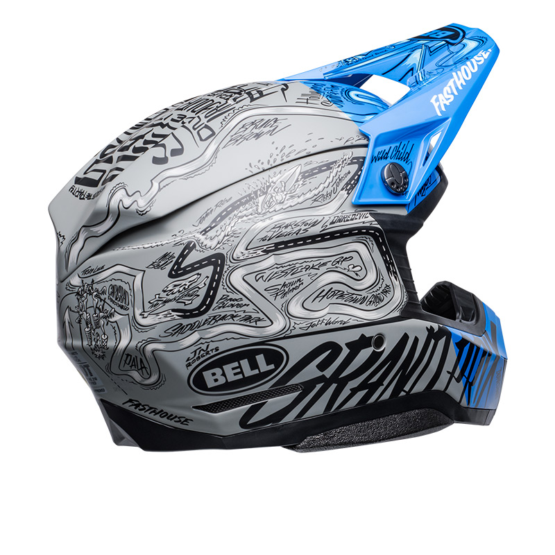 Casco cross BELL MOTO-10 SPHERICAL FASTHOUSE DITD Limited Edition Blu Grigio Lucido Opaco 8