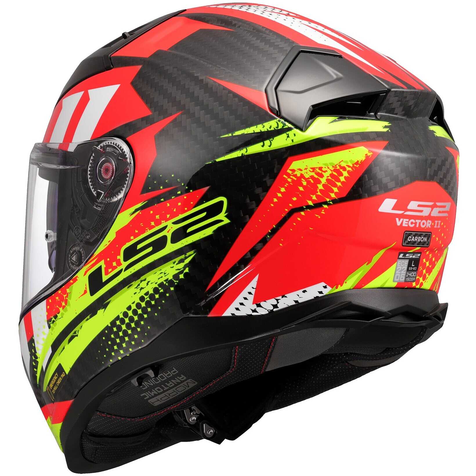 Casco integrale LS2 FF811 Vector II Carbon Tantic Red H-V Yellow 5