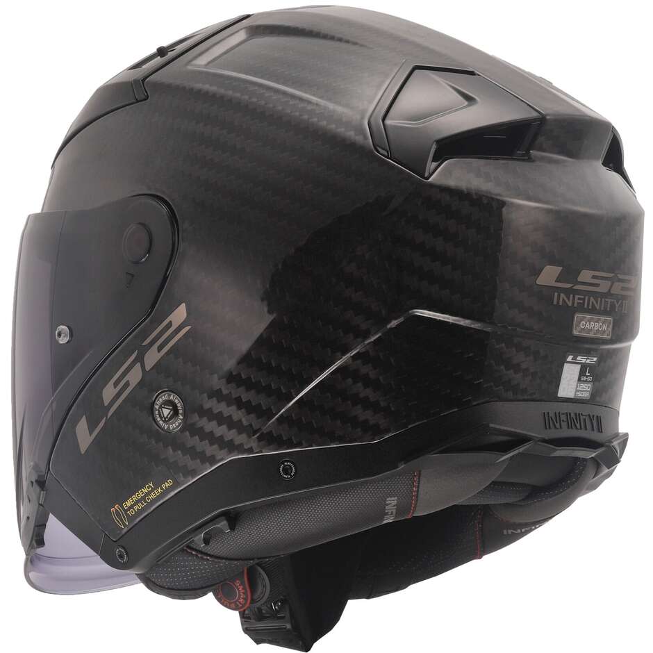 Casco jet LS2 OF603 Infinity II Gloss Carbon 2