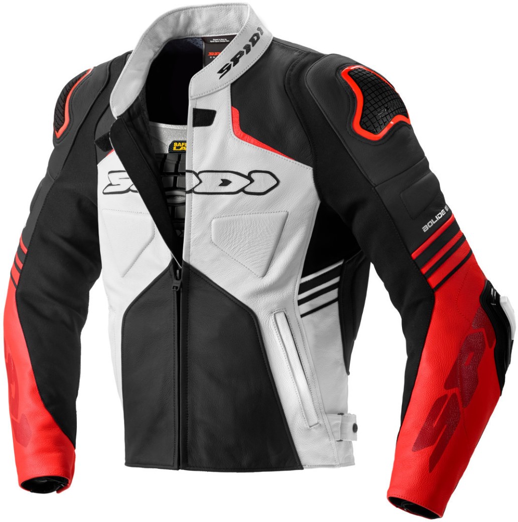 Giubbino moto pelle traforato Spidi BOLIDE Nero Rosso Fluo - 5556 | 10HP