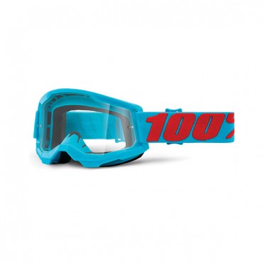 Occhiali (maschera) cross 100% STRATA 2 SUMMIT azzurro lente trasparente