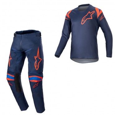 Completo cross bambino Alpinestars RACER NARIN 2023 night navy hot orange pantaloni+maglia