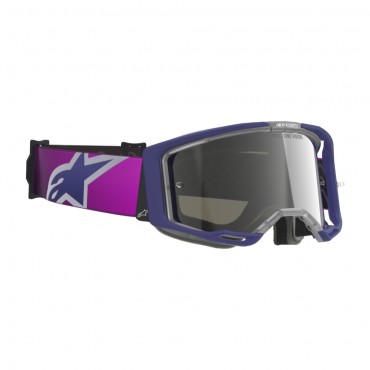 Maschera motocross Alpinestars Vision 8 Corp Purple Light Gray Mirror Silver