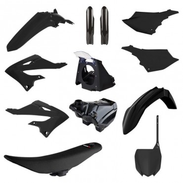 Kit plastiche Restyling Nero Yamaha YZ 125 YZ 250 dal 2002 al 2021 con serbatoio e sella Polisport
