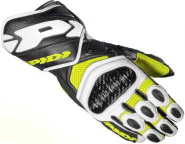 Guanti moto pelle racing con protezioni Spidi CARBO 7 Giallo Fluo Nero