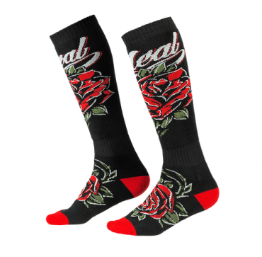 Calze O'Neal Pro MX Sock ROSES Black Red (One Size)