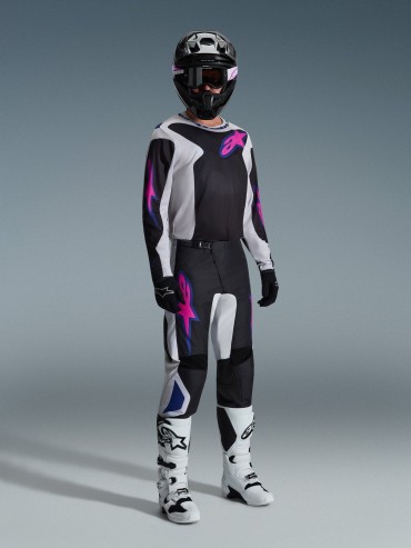 Completo cross Alpinestars FLUID GRID Black Gray Purple  2026 pantaloni+maglia