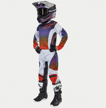 Completo cross bambino Alpinestars RACER Hoen Light Gray Hot Orange Black pantaloni+maglia