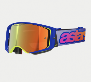 Maschera motocross Alpinestars Supertech Vision Vista Blue Yellow Purple Mirror Red