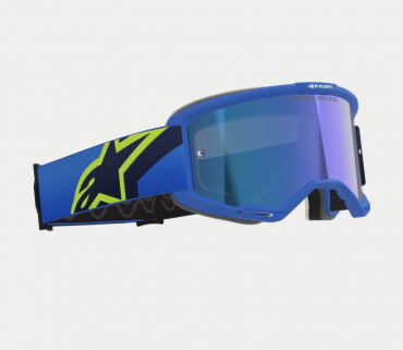 Maschera motocross Alpinestars Vision 5 Corp Blue Yellow Fluo Mirror Blue