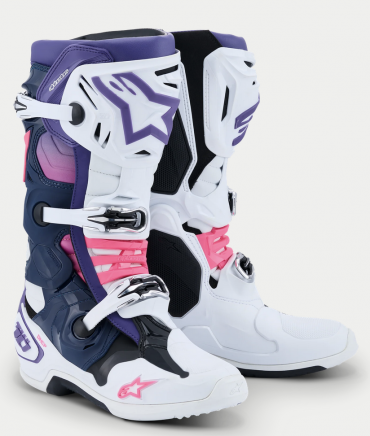 Stivali cross Alpinestars TECH 10 Bianco Lilla Blu Navy Rosa