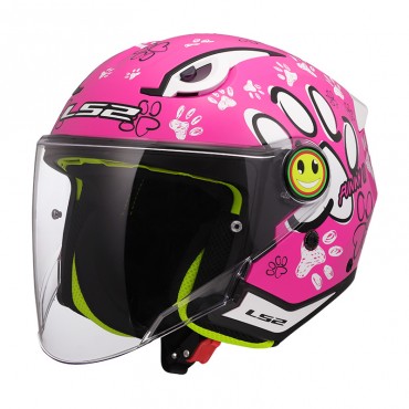 Casco jet bimbo LS2 OF622 Funny II Paws Rosa