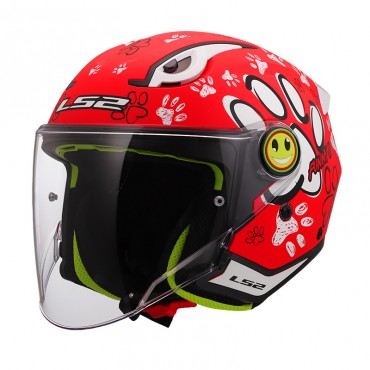 Casco jet bimbo LS2 OF622 Funny II Paws Rosso