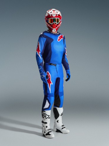 Completo cross Alpinestars FLUID GRID Blue Red  2026 pantaloni+maglia