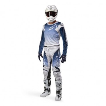Completo cross Alpinestars RACER HOEN White Dark Navy Light Blue pantaloni+maglia