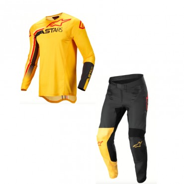 Completo cross Alpinestars Supertech Blaze Giallo Nero pantaloni+maglia