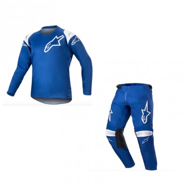 Completo cross bambino Alpinestars RACER NARIN 2023 Blue Ray White pantaloni+maglia