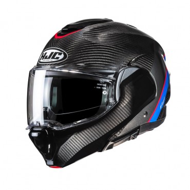 Casco Flip-up Hjc F100 Carbon Stan MC21 nero blu rosso lucido