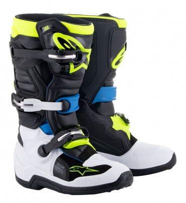 Stivali cross bambino Alpinestars TECH 7S Nero Enamel Blu Giallo Fluo