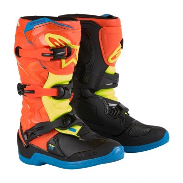 Stivali cross enduro bambino Alpinestars TECH 3S YOUTH Arancio Blu Giallo fluo